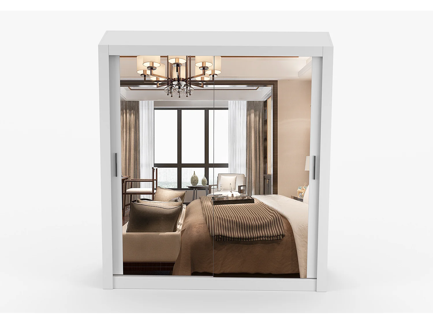 Armoire Miro 180 cm avec miroir - Blanc