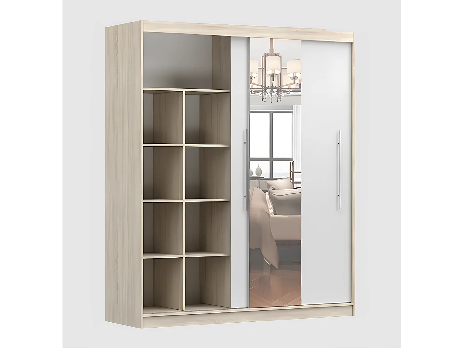 Armoire Althéa 203 cm avec miroir - Effet bois - Noir
