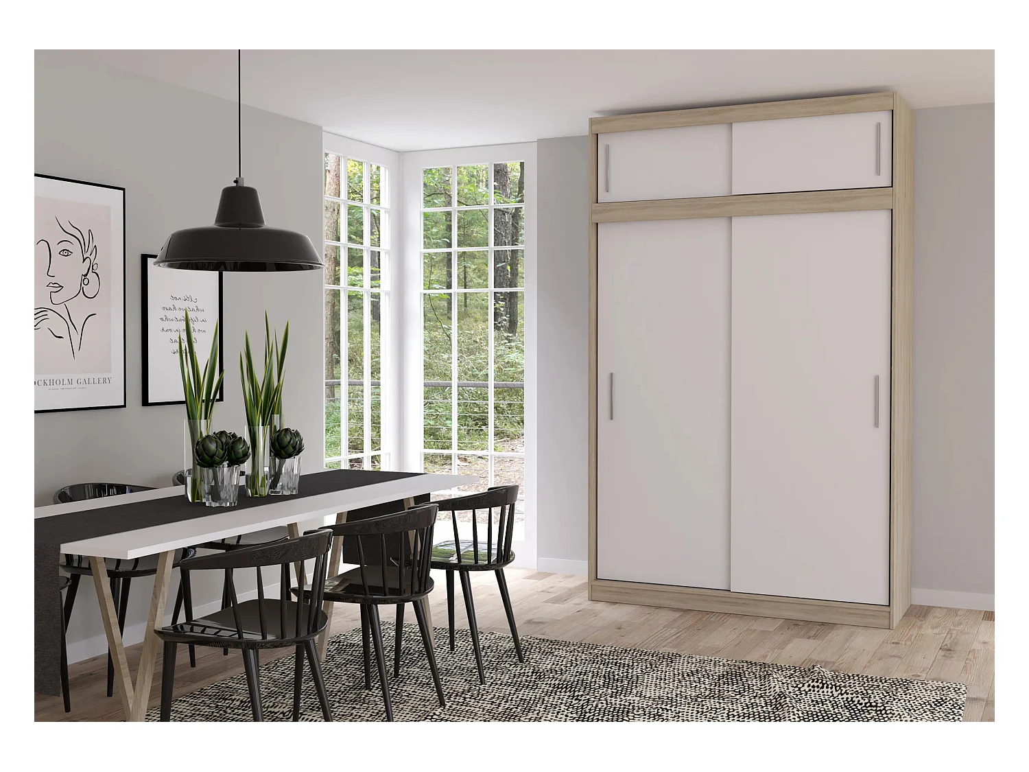 Armoire avec extension Bellina 150 cm - Chêne - Blanc