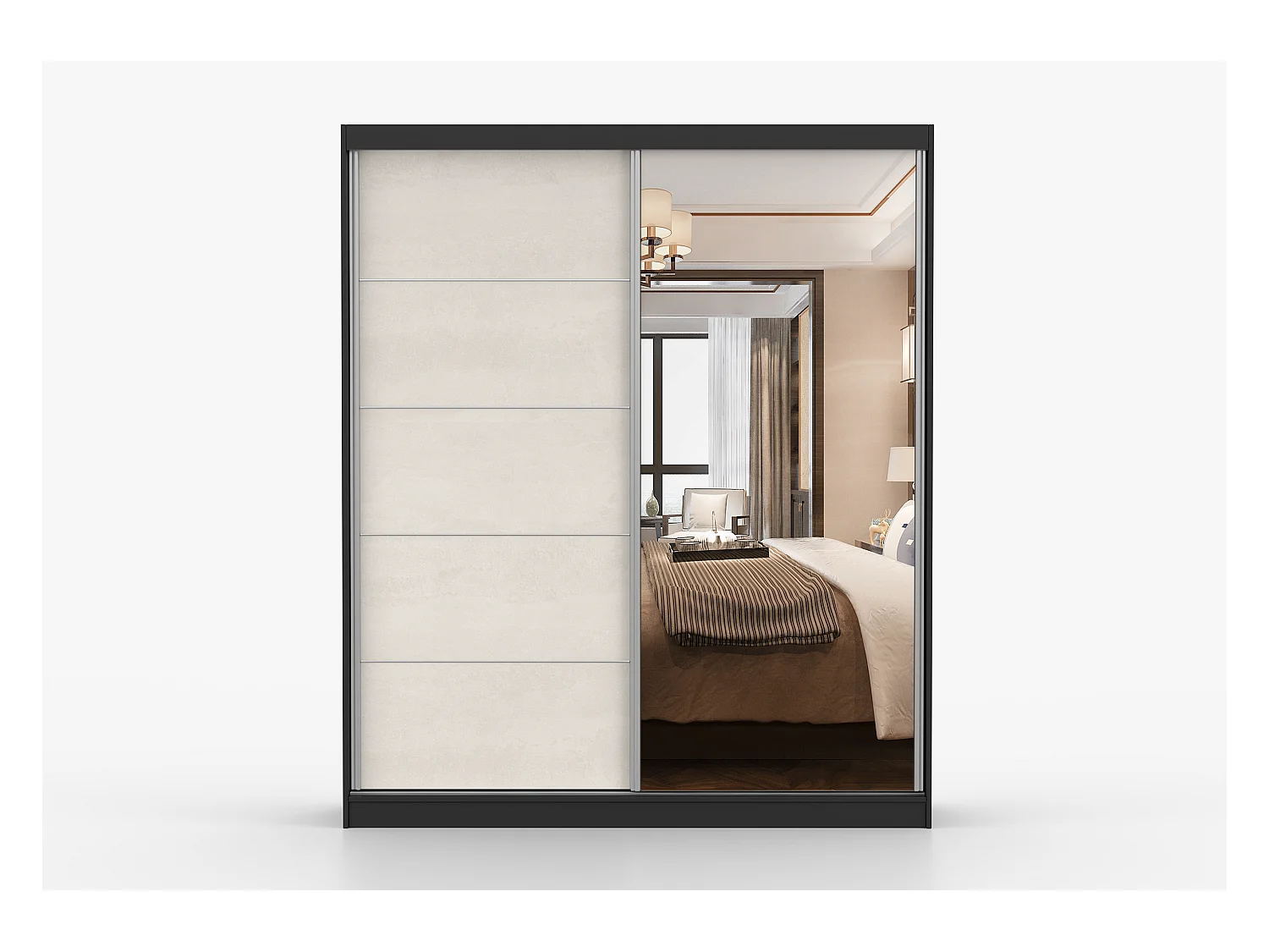Armoire Ysalis 183 cm avec miroir - Noir - Soie