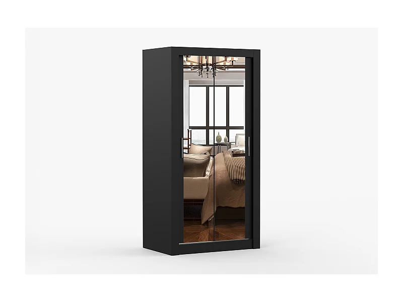 Armoire Moira 100 cm avec miroir - Noir