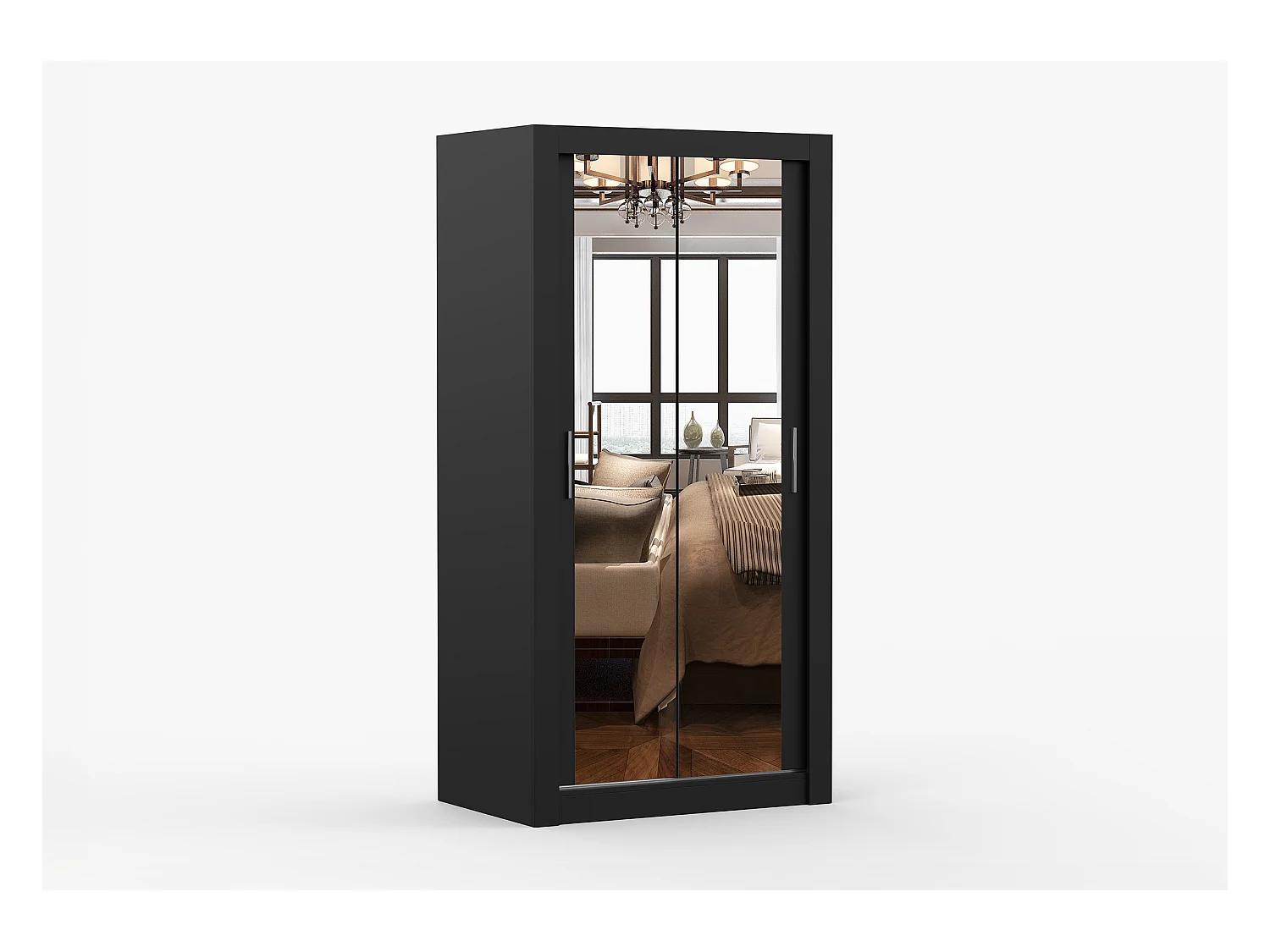 Armoire Moira 100 cm avec miroir - Noir