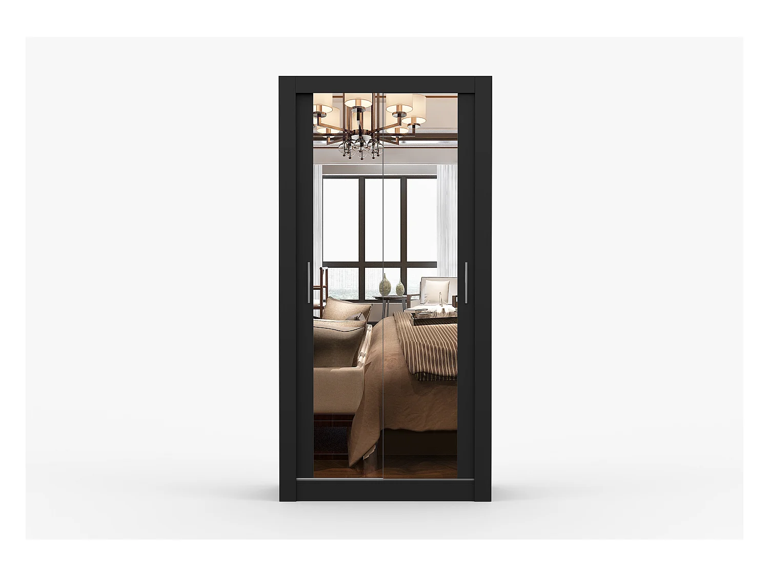 Armoire Moira 100 cm avec miroir - Noir