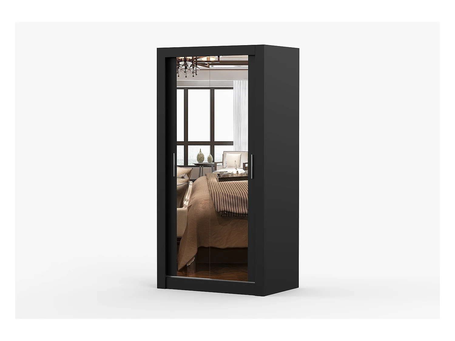 Armoire Moira 100 cm avec miroir - Noir