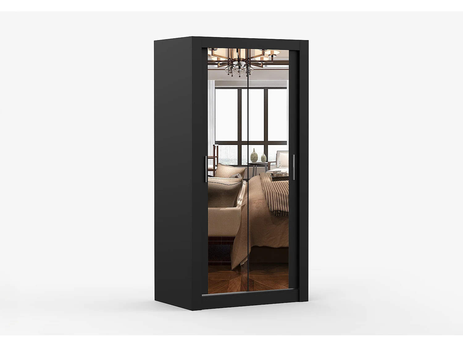 Armoire Moira 100 cm avec miroir - Noir