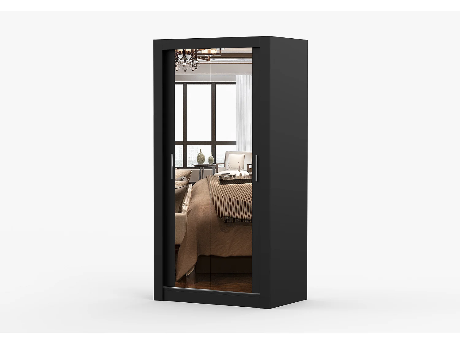 Armoire Moira 100 cm avec miroir - Noir