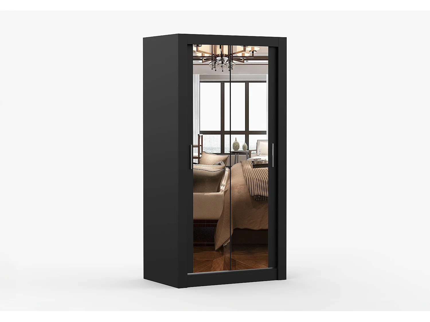 Armoire Moira 100 cm avec miroir - Noir