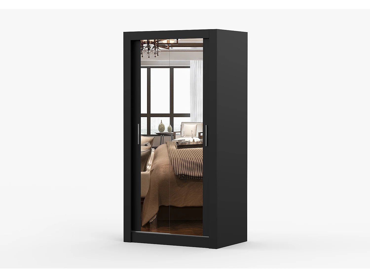 Armoire Moira 100 cm avec miroir - Noir