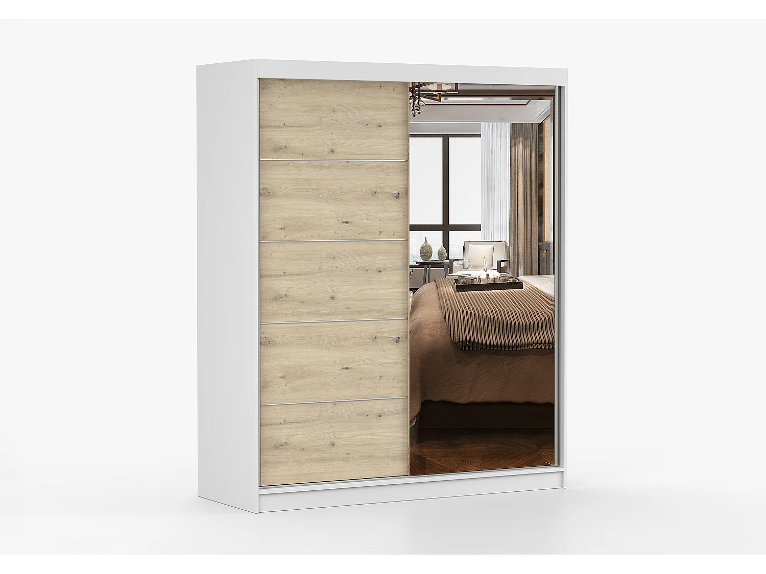 Armoire Ondine 160 cm avec miroir - Blanc - Artisan