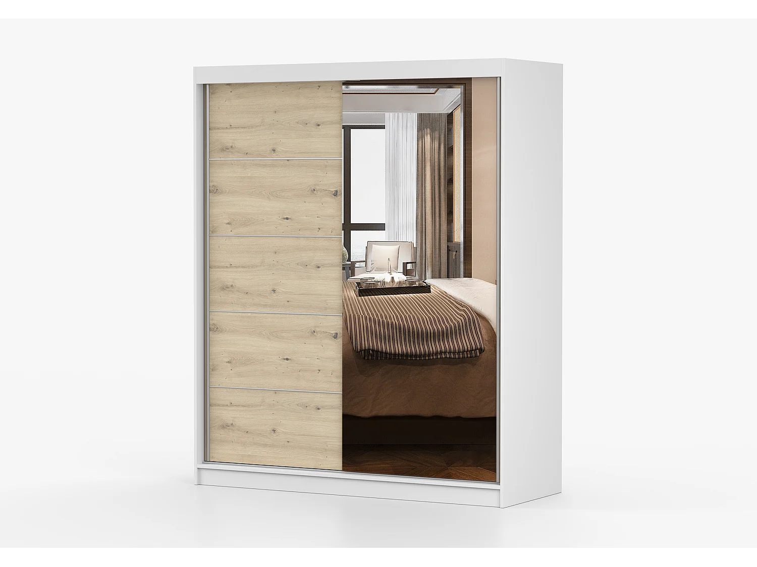 Armoire Ondine 160 cm avec miroir - Blanc - Artisan