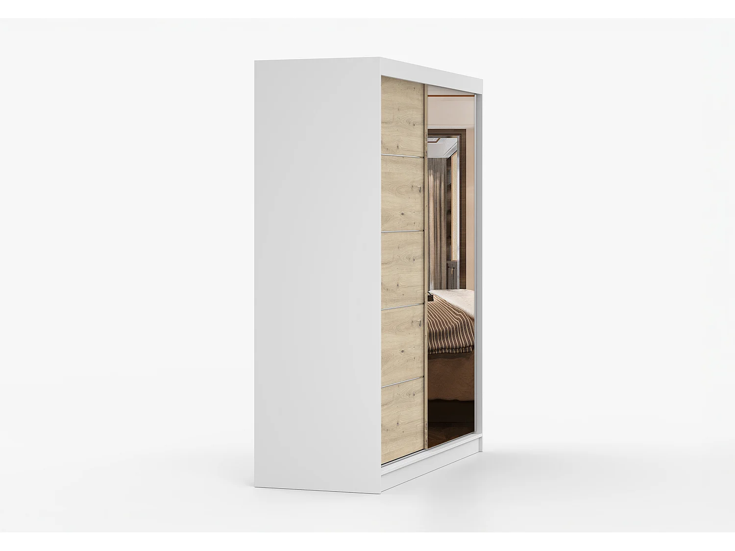 Armoire Ondine 160 cm avec miroir - Blanc - Artisan