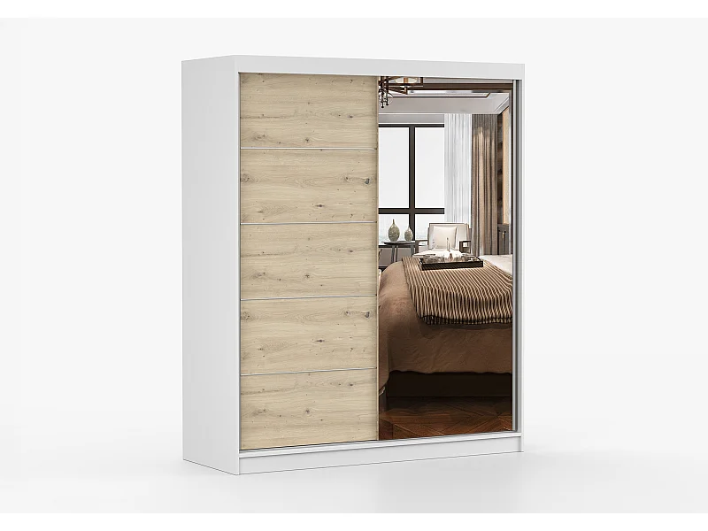 Armoire Ondine 160 cm avec miroir - Blanc - Artisan