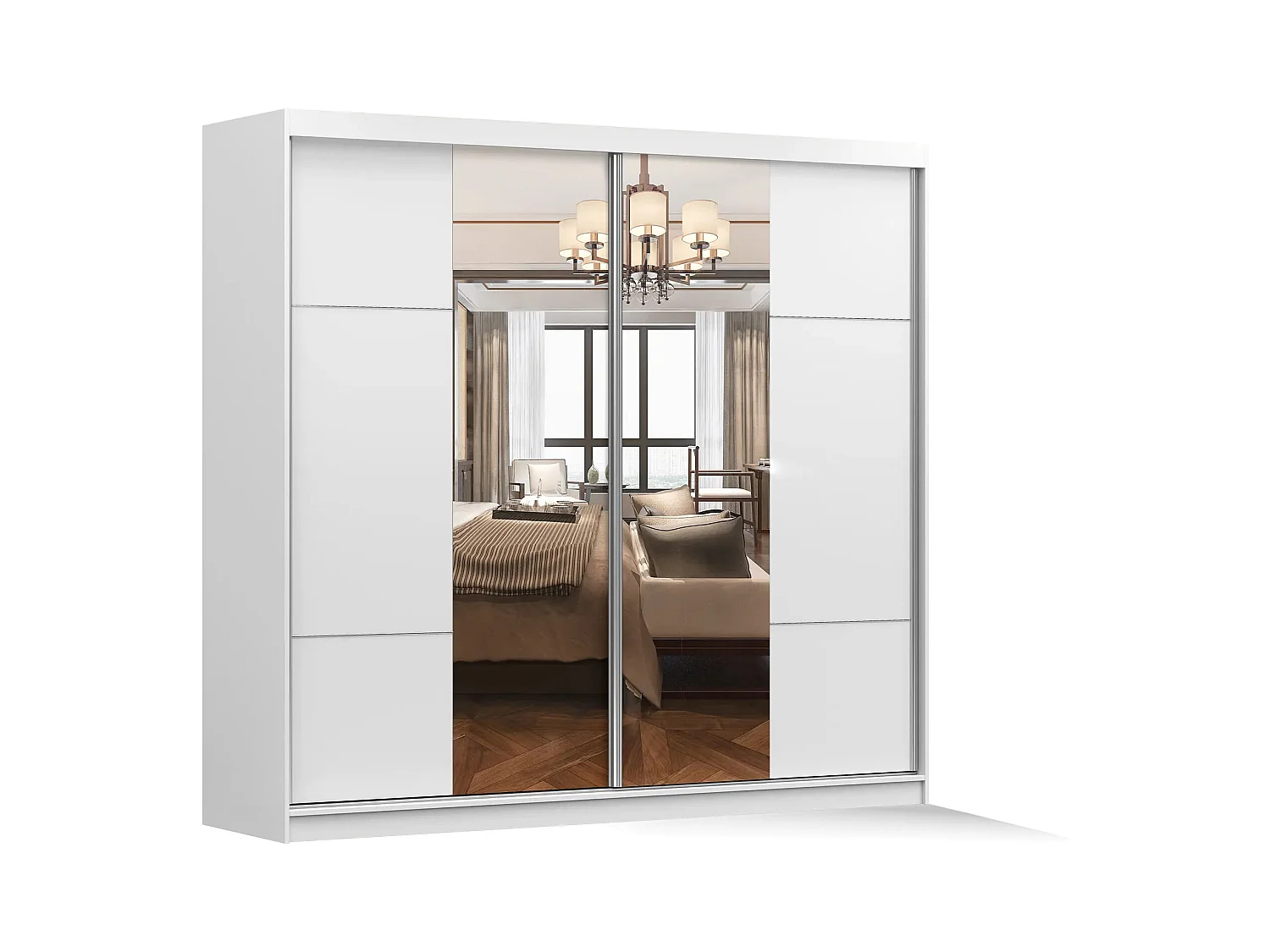 Armoire Azénor 233 cm avec miroir - Blanc
