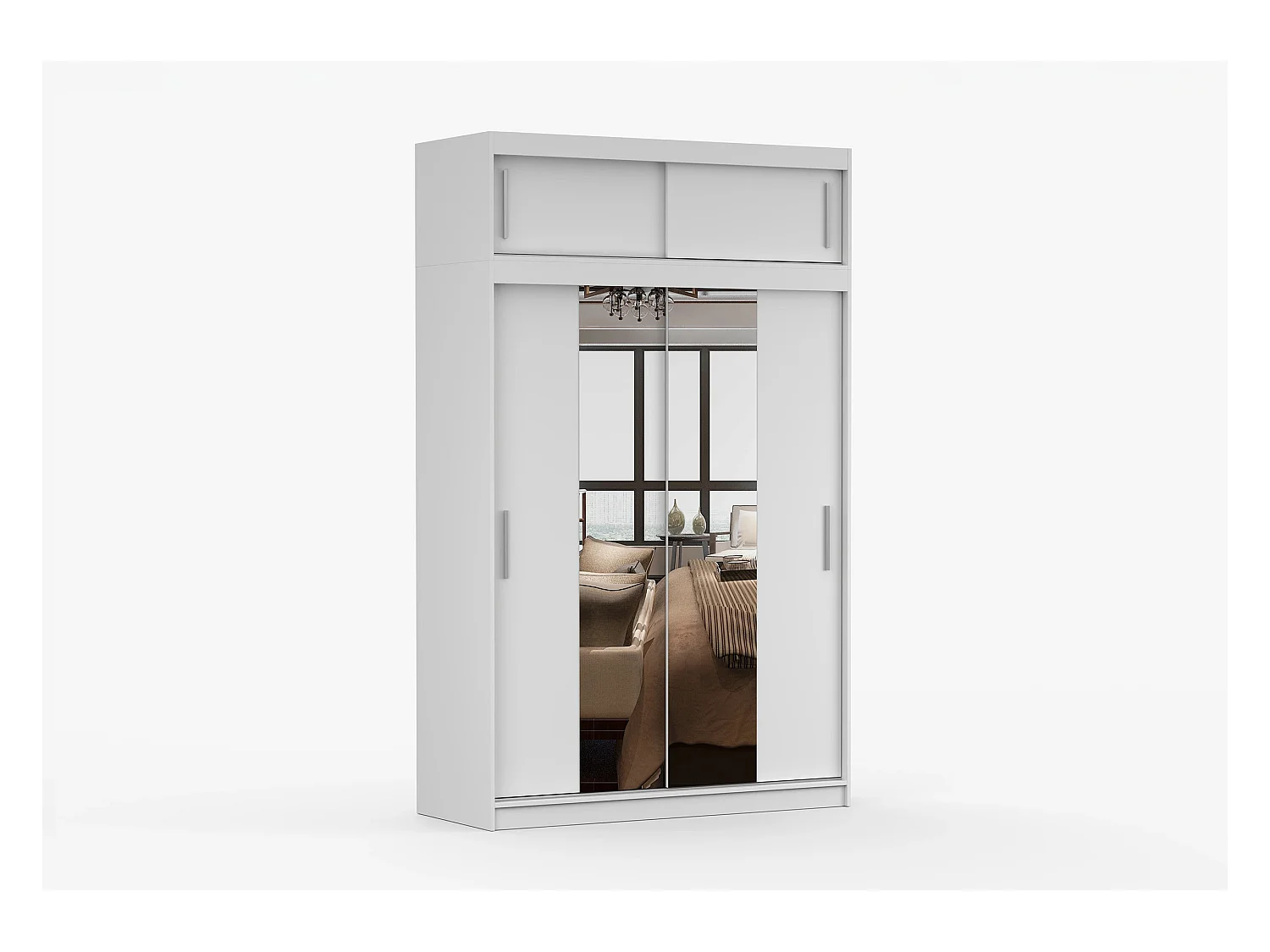 Armoire avec extension Nahelys 150 cm avec miroir - Blanc