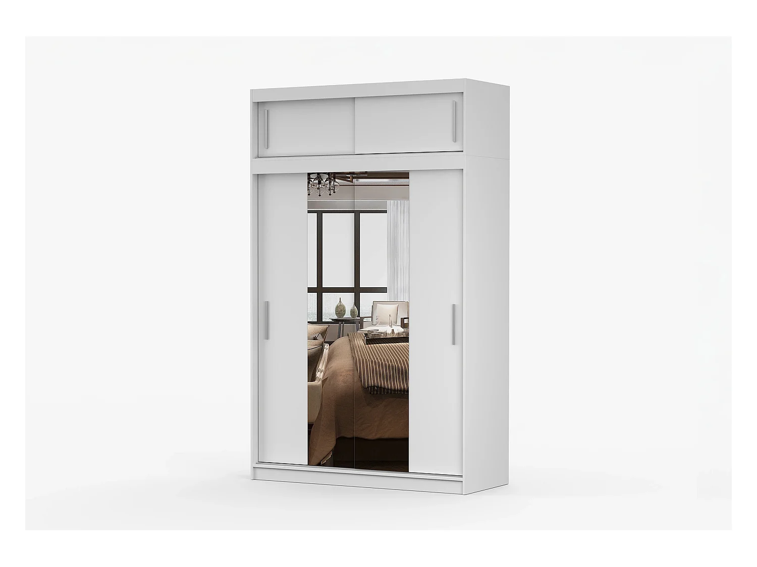 Armoire avec extension Nahelys 150 cm avec miroir - Blanc