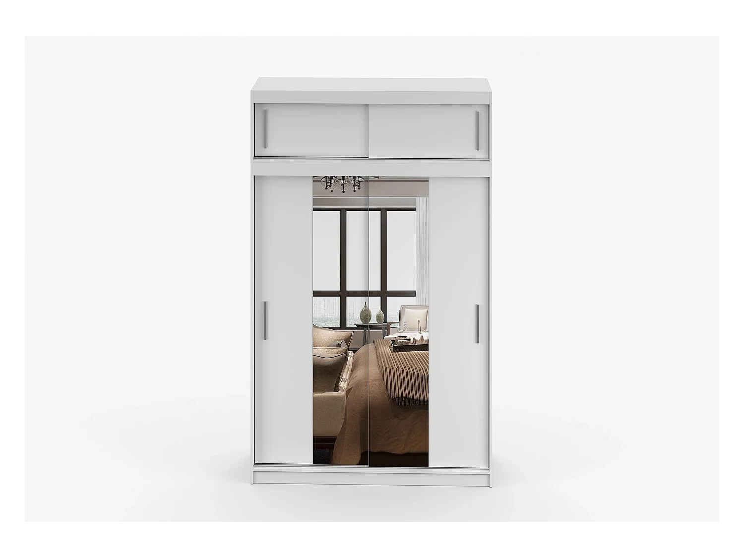 Armoire avec extension Nahelys 150 cm avec miroir - Blanc