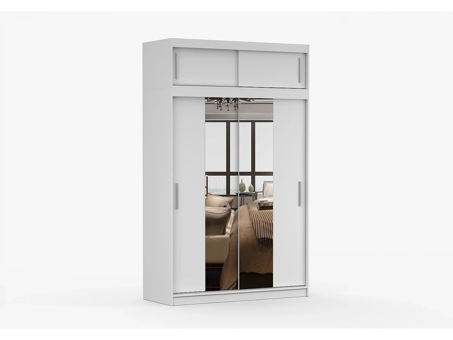 Armoire avec extension Nahelys 150 cm avec miroir - Blanc