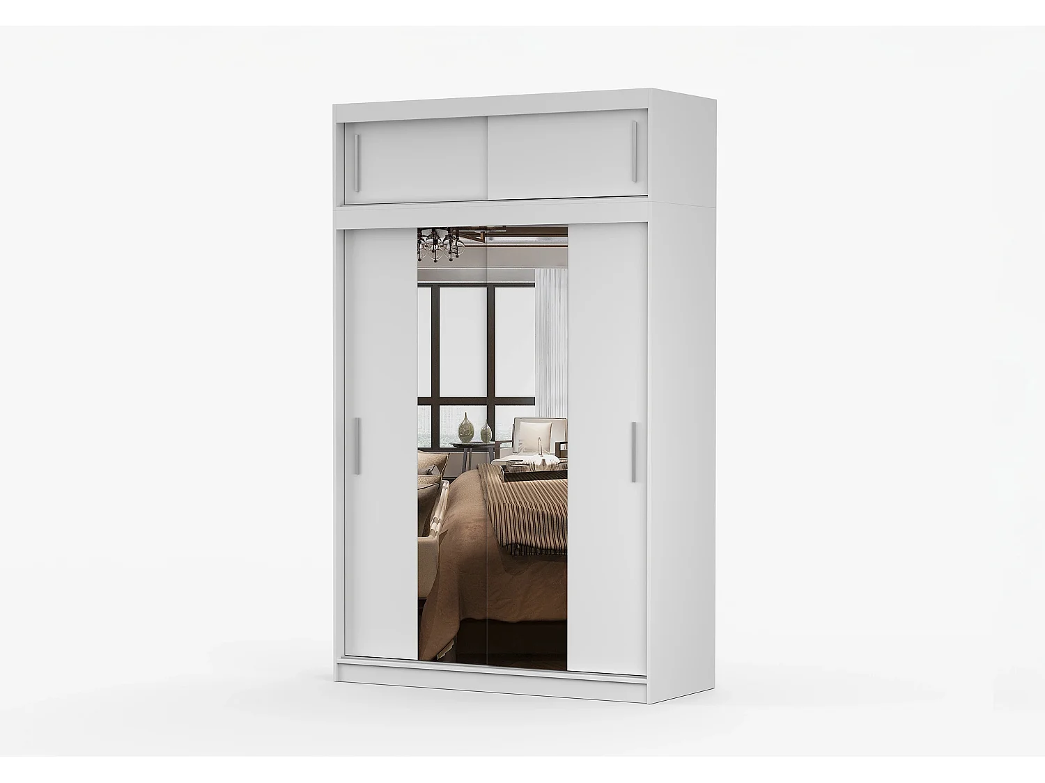 Armoire avec extension Nahelys 150 cm avec miroir - Blanc