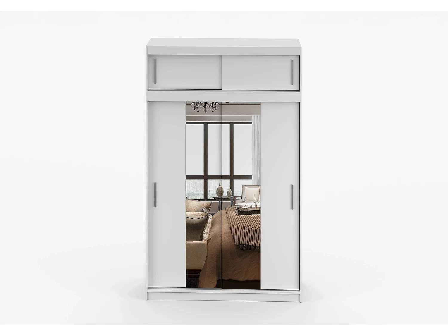 Armoire avec extension Nahelys 150 cm avec miroir - Blanc
