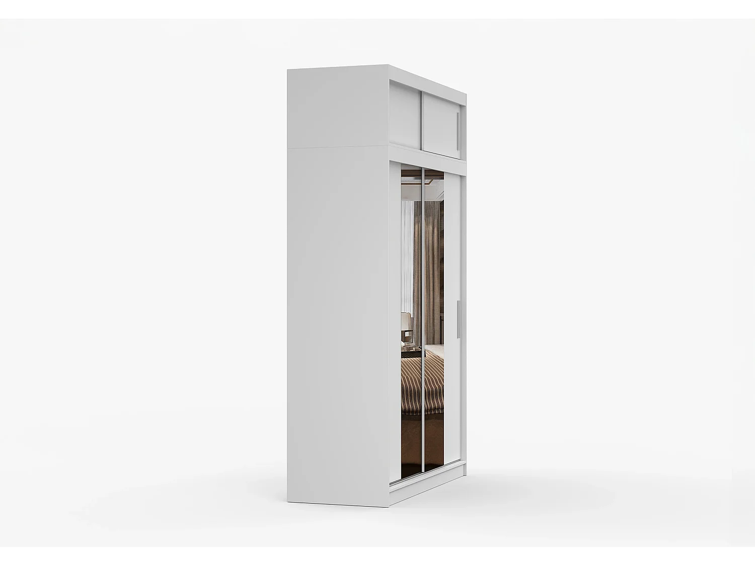 Armoire avec extension Nahelys 150 cm avec miroir - Blanc