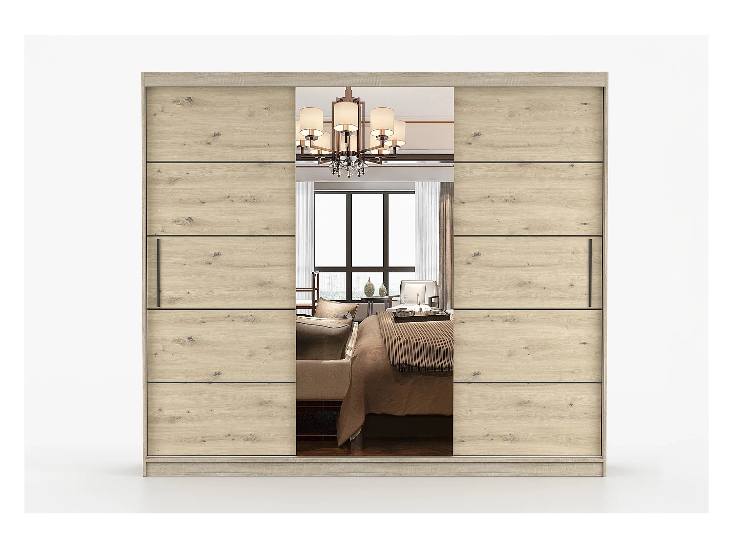 Armoire Elior 250 cm avec miroir - Chêne - Effet bois