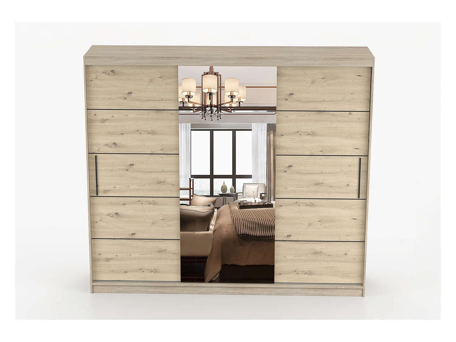 Armoire Elior 250 cm avec miroir - Chêne - Effet bois