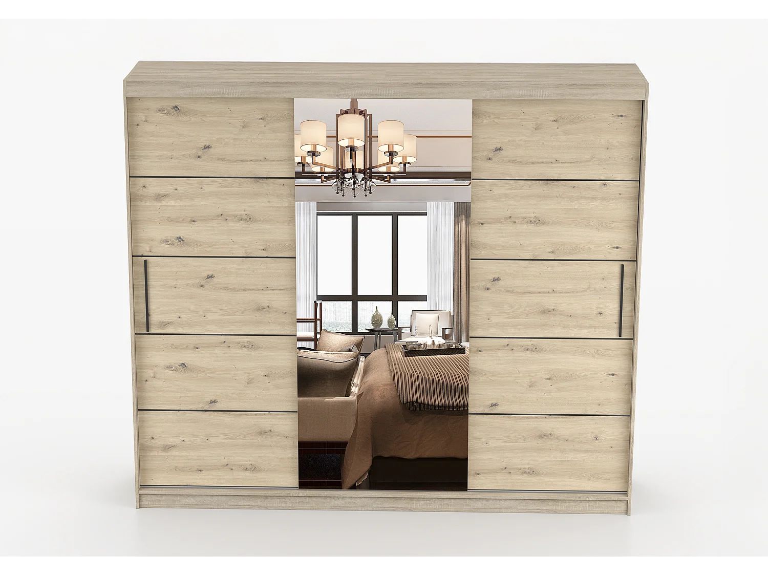 Armoire Elior 250 cm avec miroir - Chêne - Effet bois