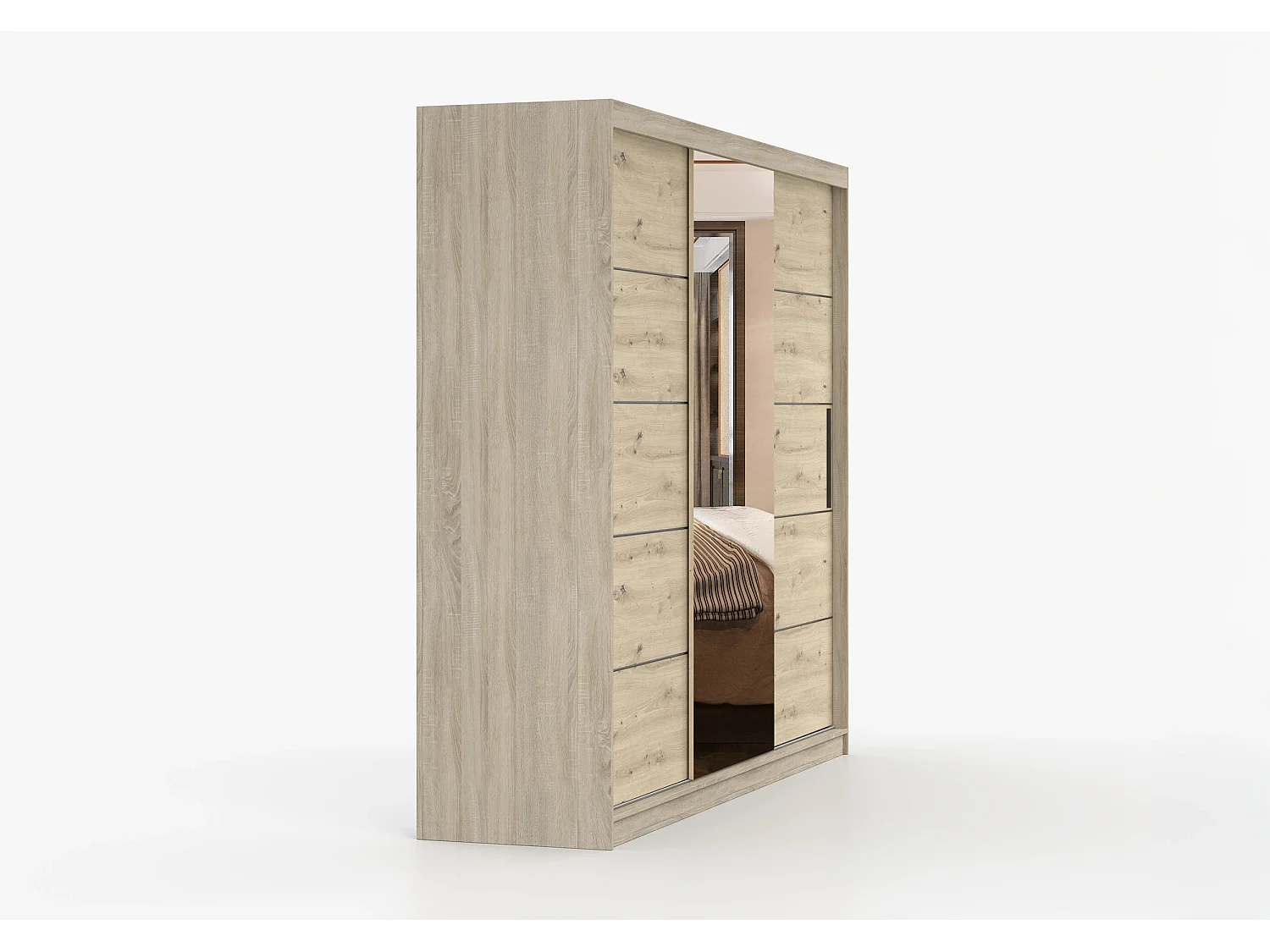 Armoire Elior 250 cm avec miroir - Chêne - Effet bois