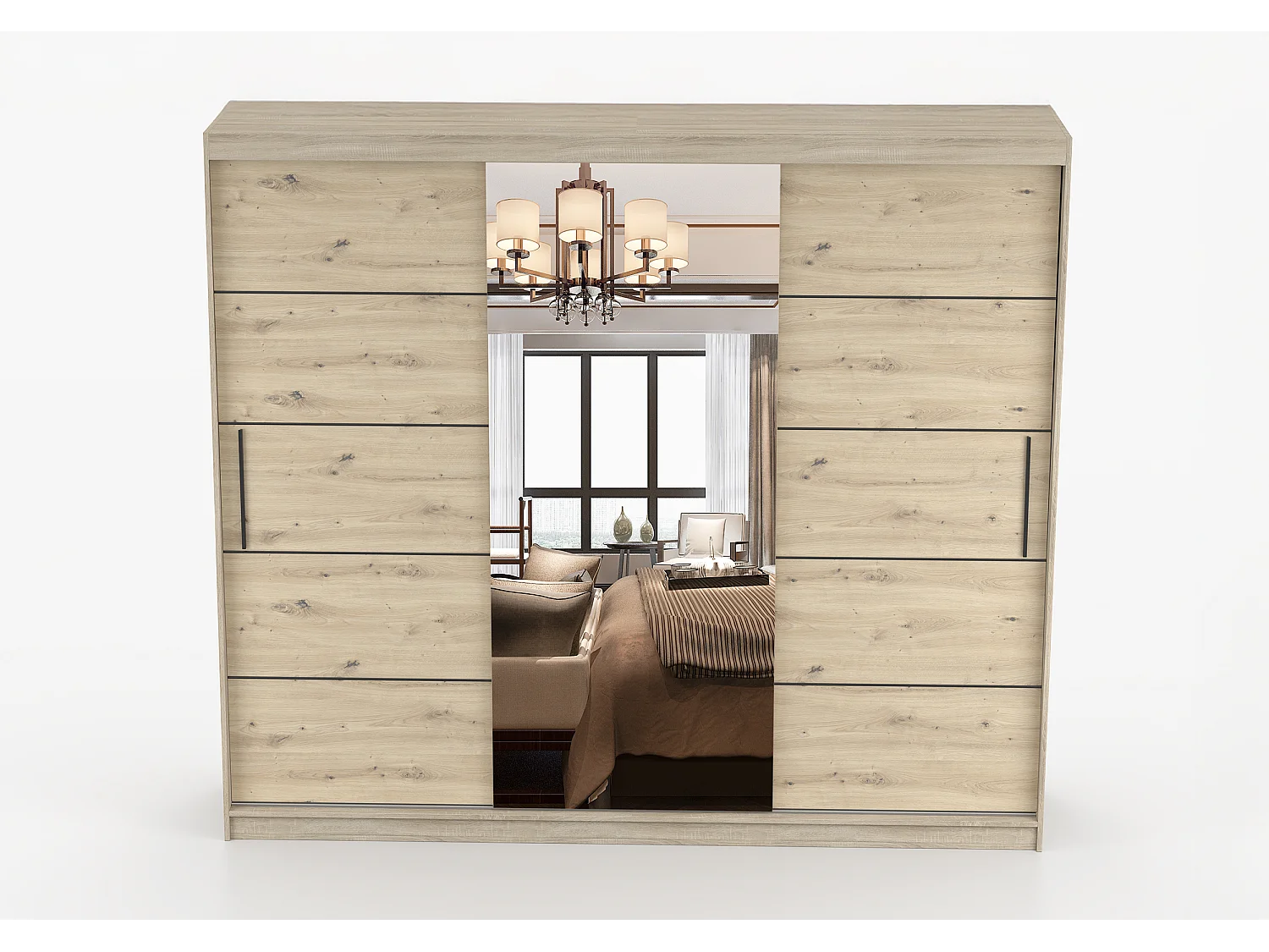 Armoire Elior 250 cm avec miroir - Chêne - Effet bois