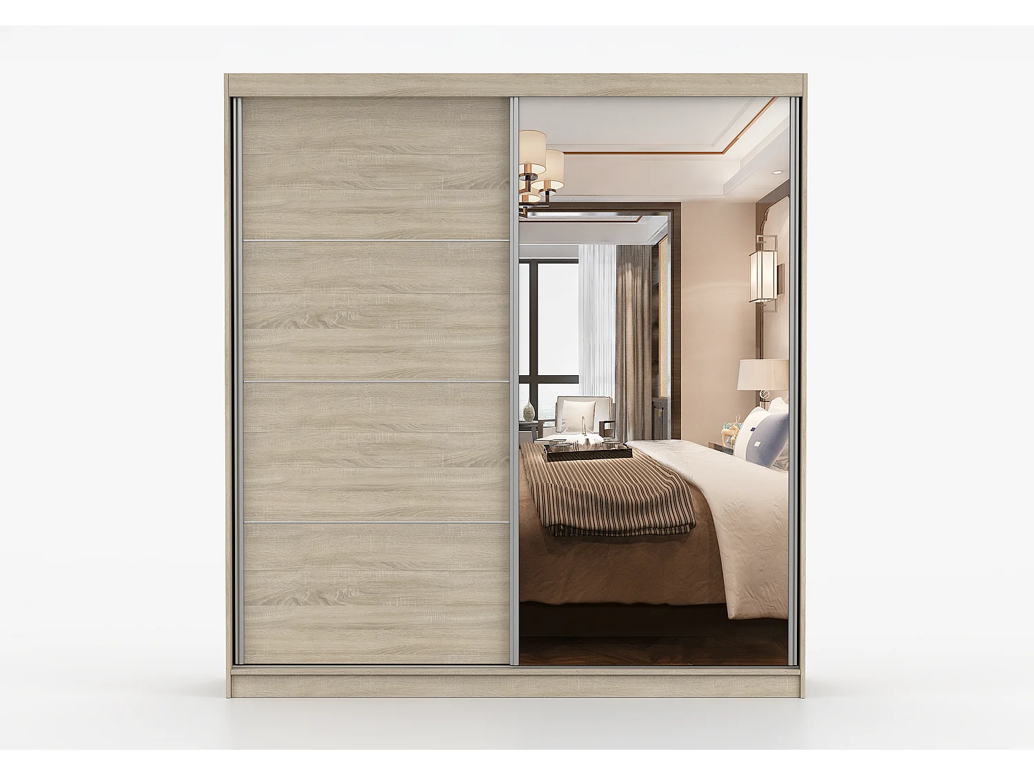 Armoire Helis 203 semi-brillant avec miroir - Chêne