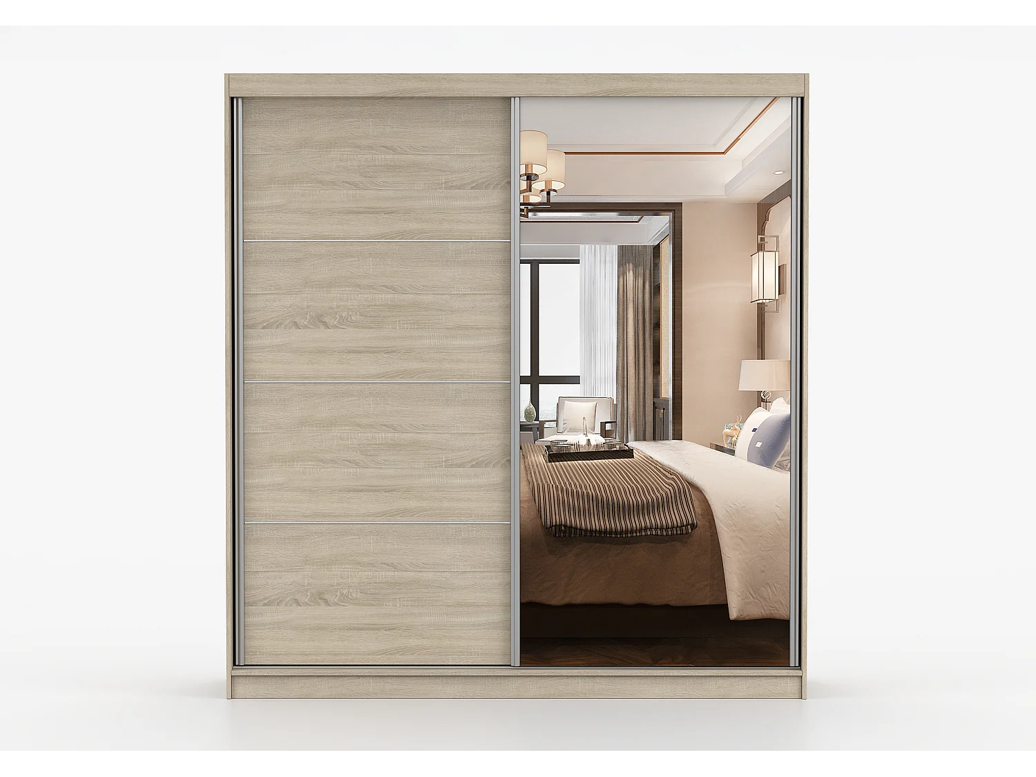 Armoire Helis 203 semi-brillant avec miroir - Chêne