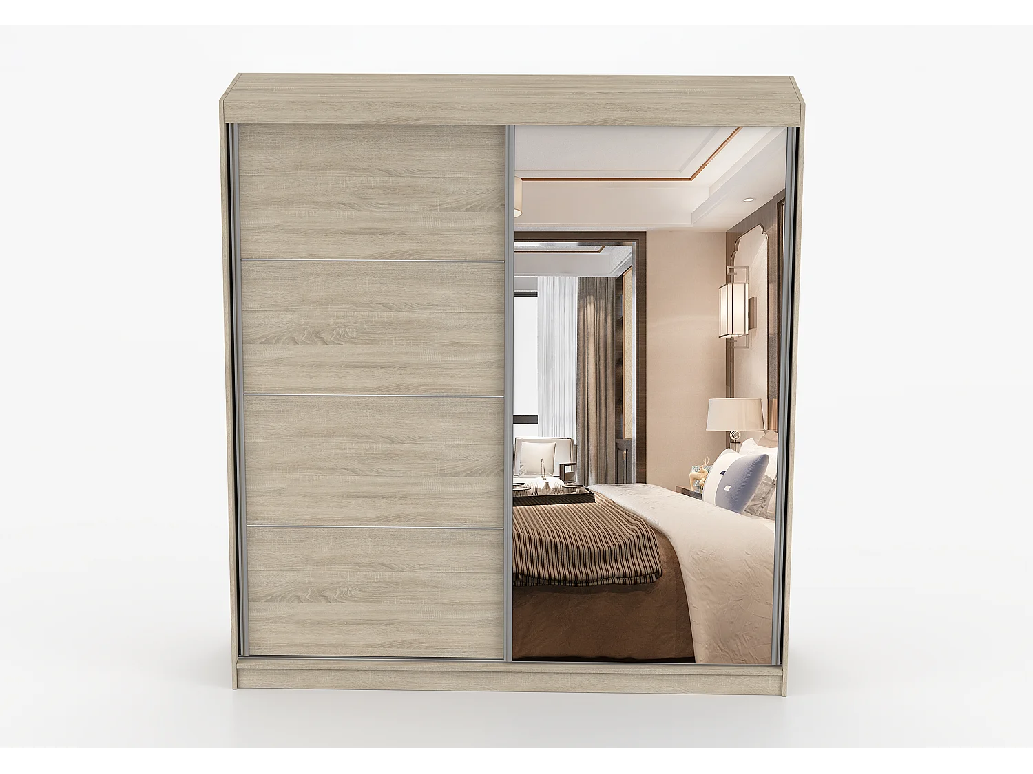 Armoire Helis 203 semi-brillant avec miroir - Chêne