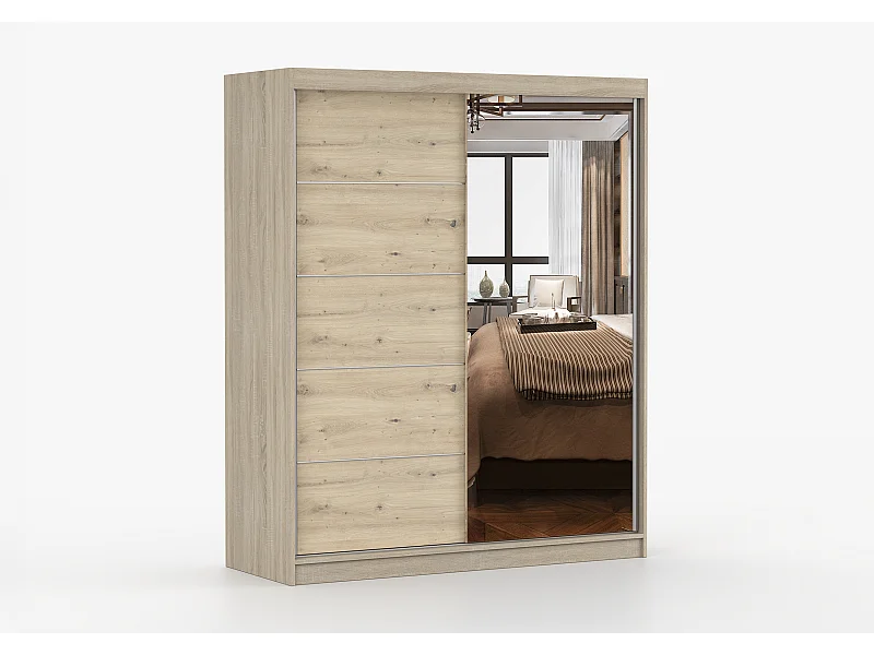 Armoire Ondine 160 cm avec miroir - Chêne - Artisan