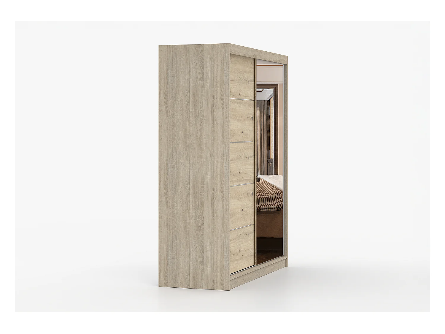 Armoire Ondine 160 cm avec miroir - Chêne - Artisan