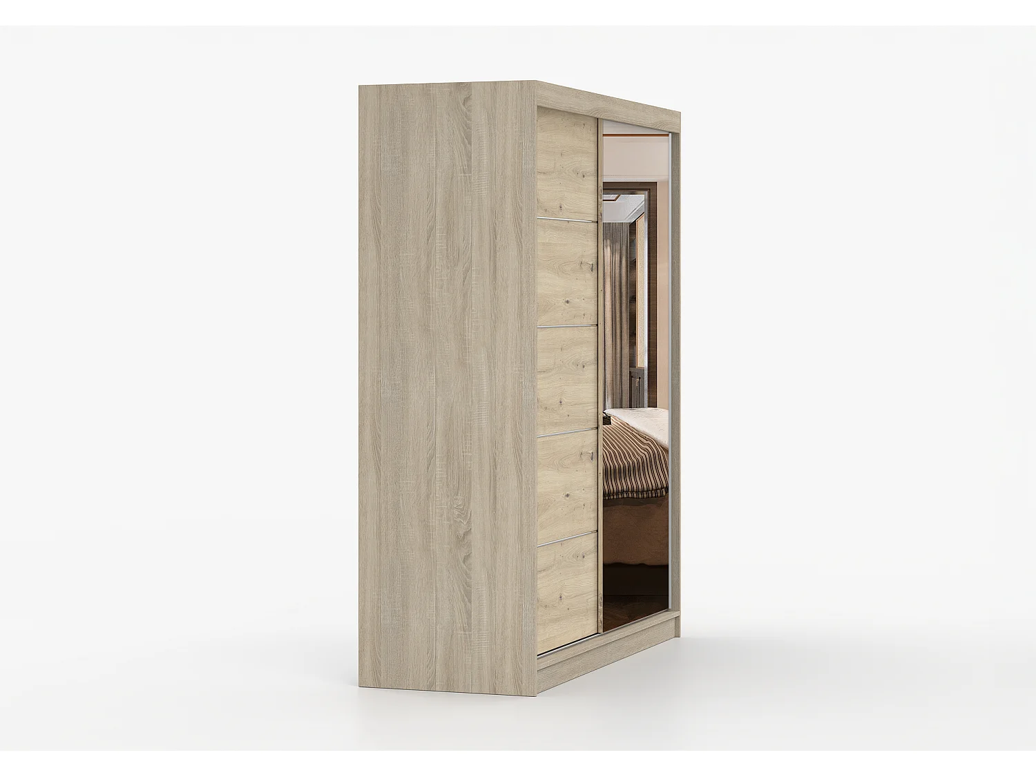 Armoire Ondine 160 cm avec miroir - Chêne - Artisan