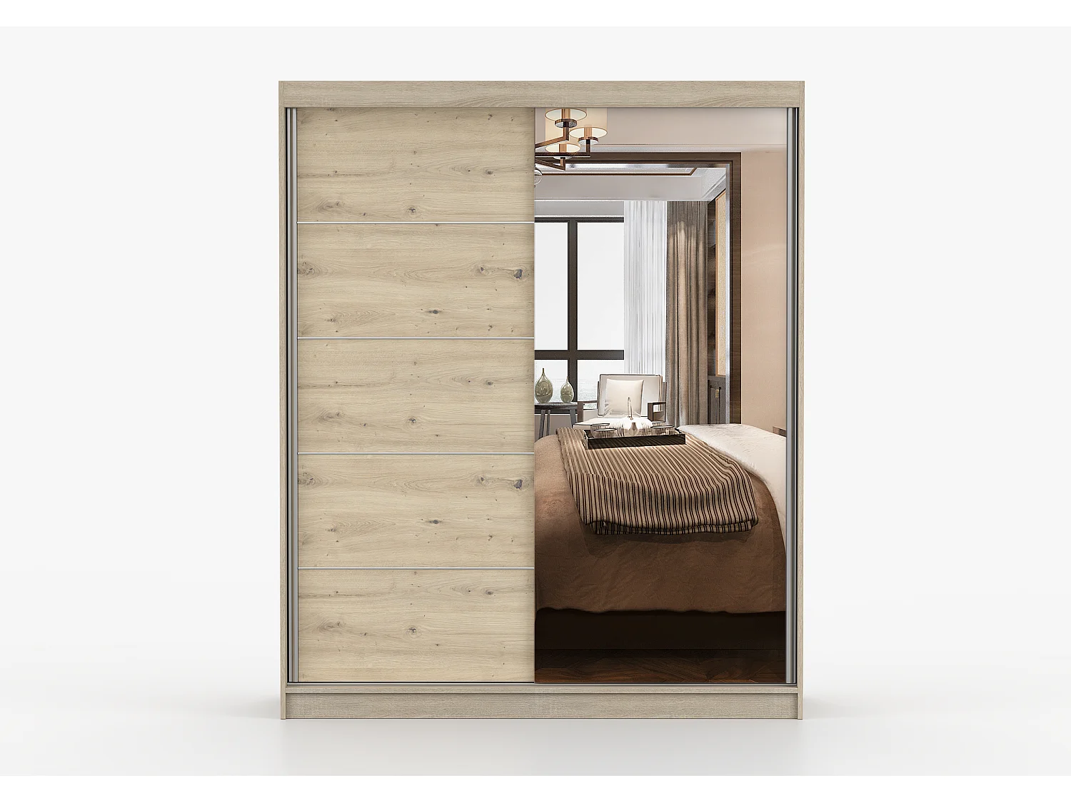 Armoire Ondine 160 cm avec miroir - Chêne - Artisan