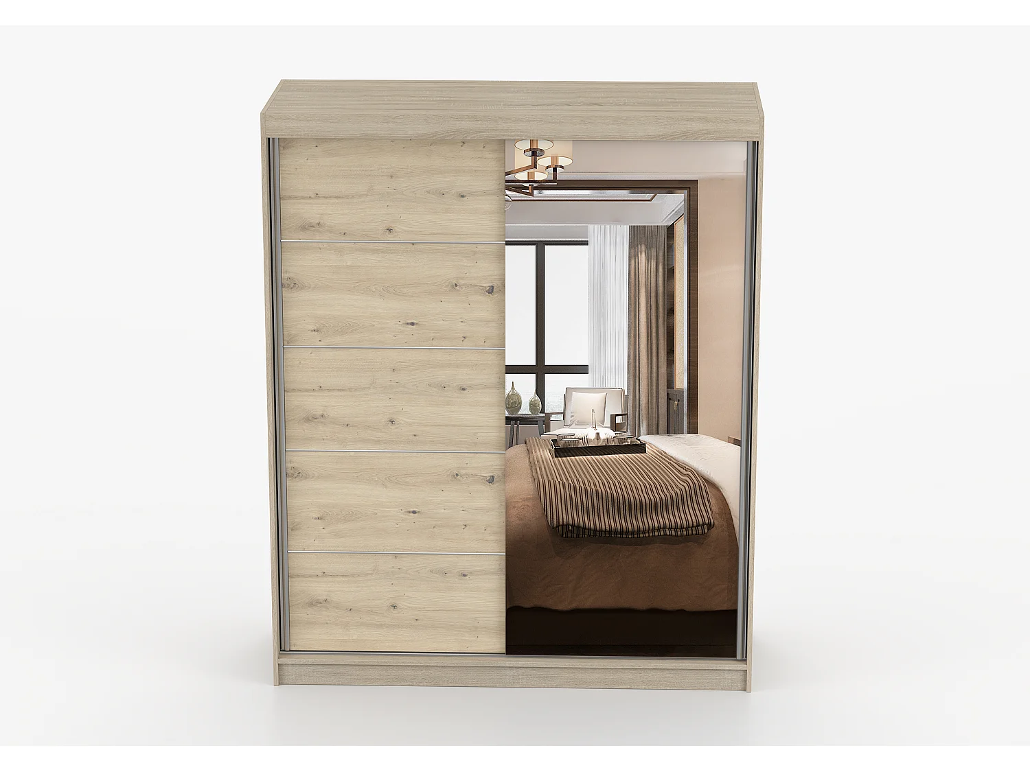 Armoire Ondine 160 cm avec miroir - Chêne - Artisan