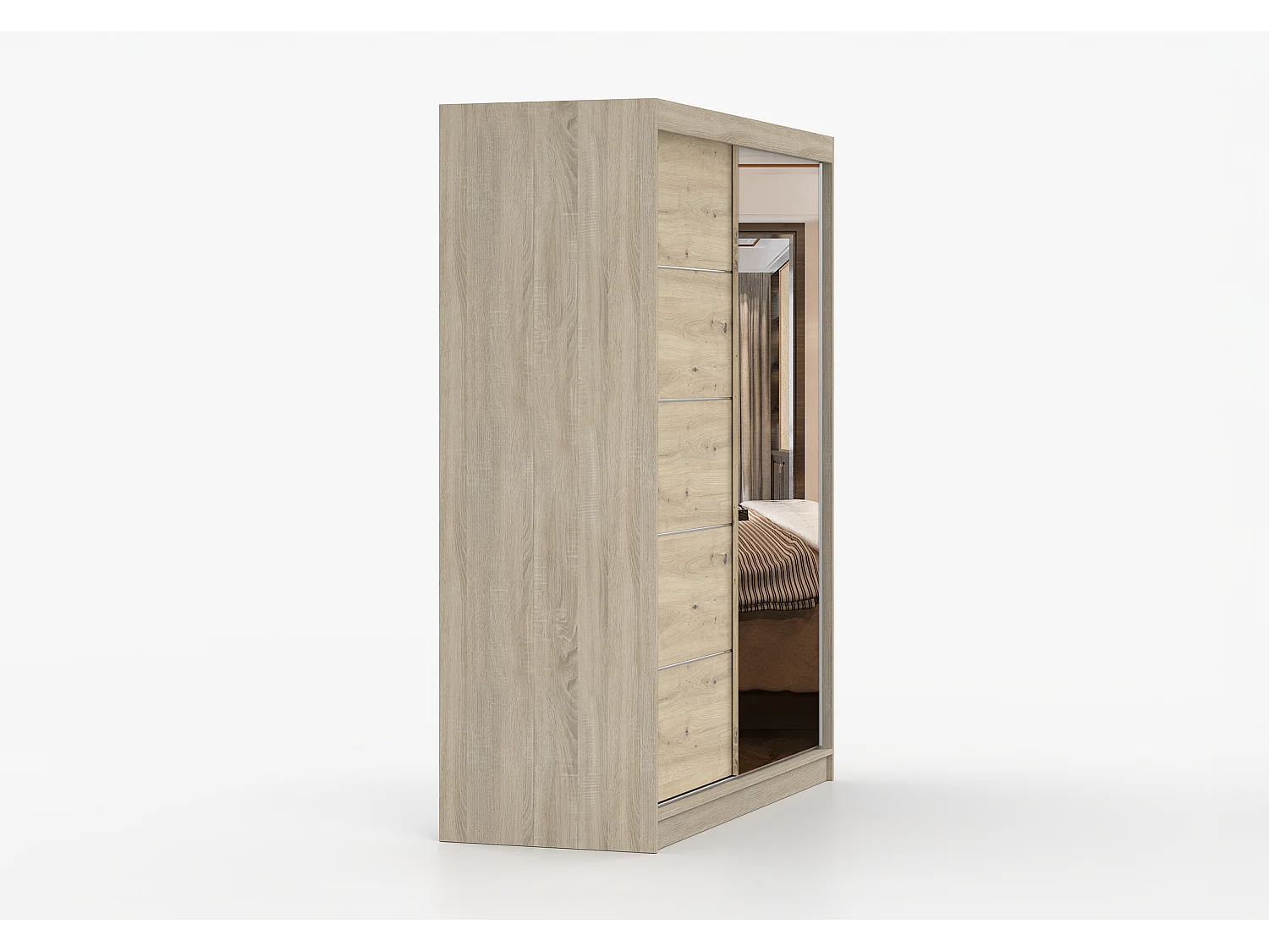 Armoire Ondine 160 cm avec miroir - Chêne - Artisan