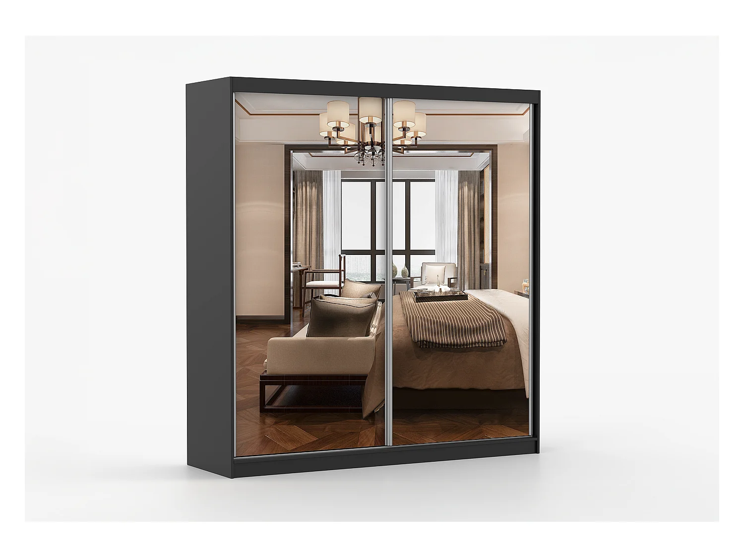 Armoire Solènea 203 cm avec miroir - Noir
