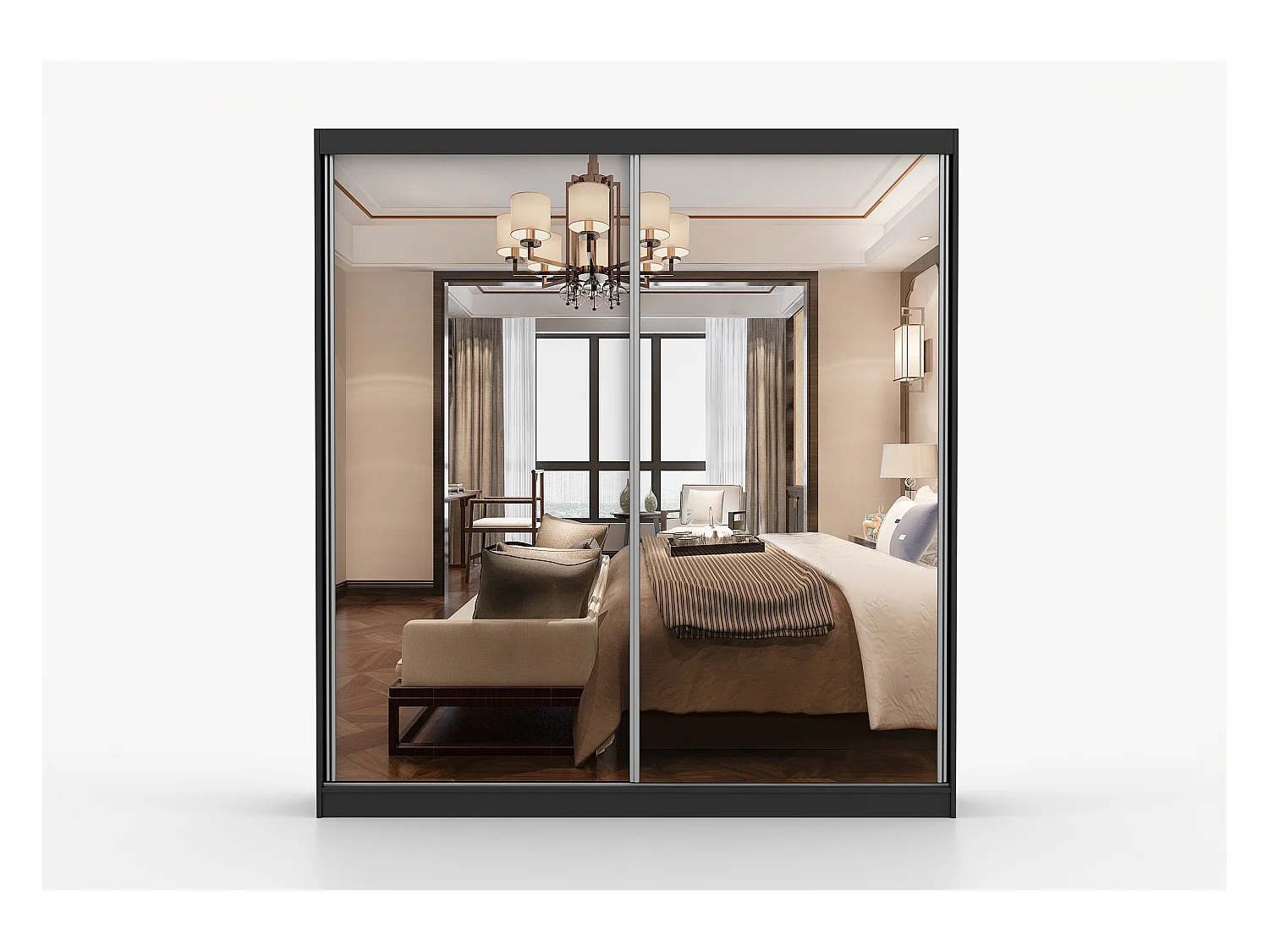 Armoire Solènea 203 cm avec miroir - Noir