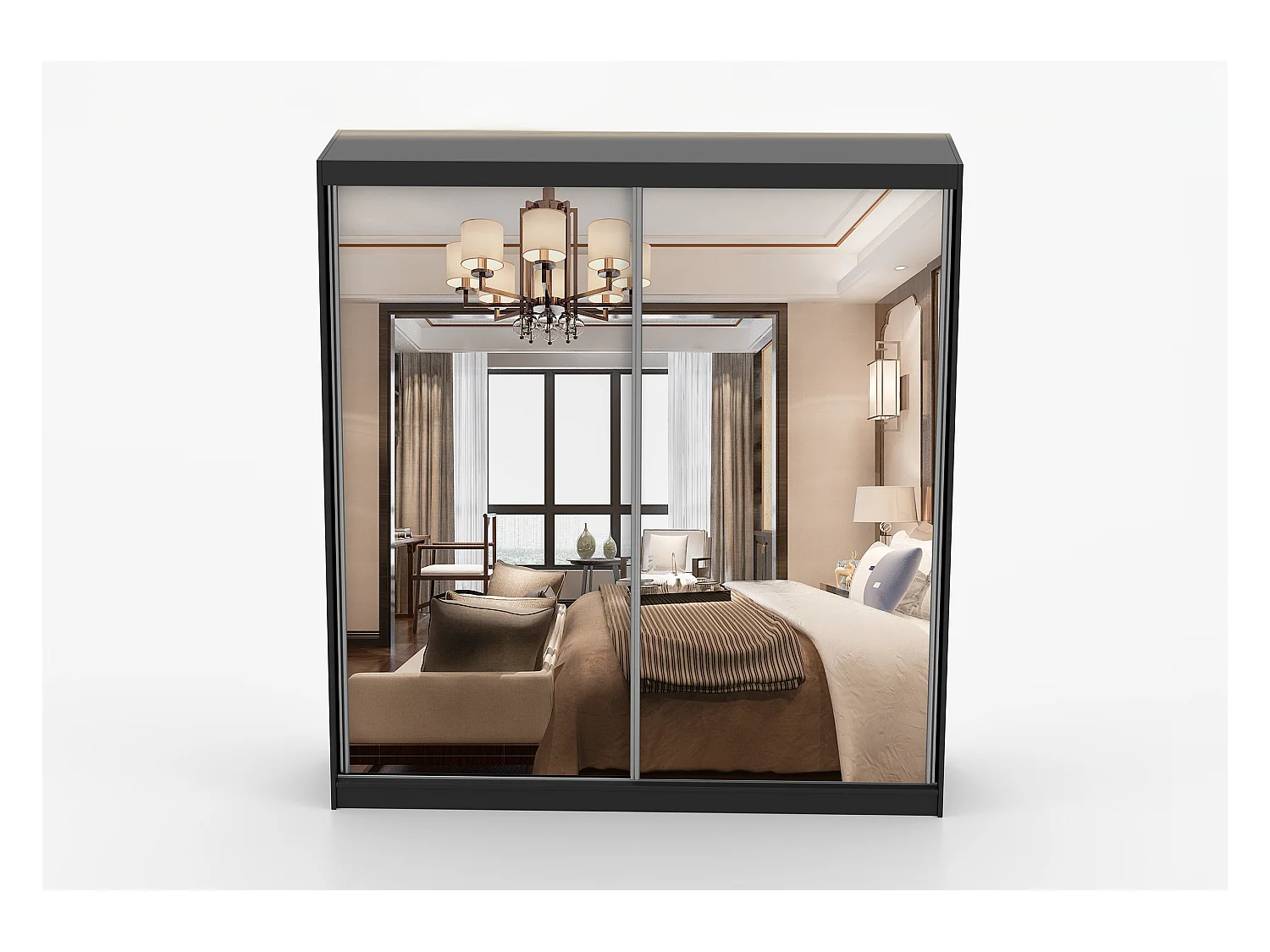 Armoire Solènea 203 cm avec miroir - Noir