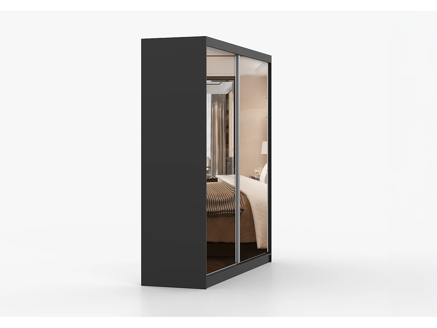 Armoire Solènea 203 cm avec miroir - Noir