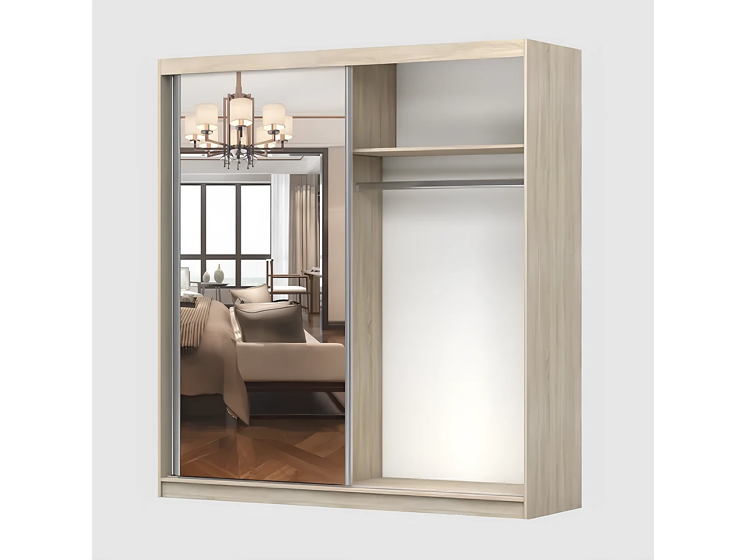 Armoire Solènea 203 cm avec miroir - Noir