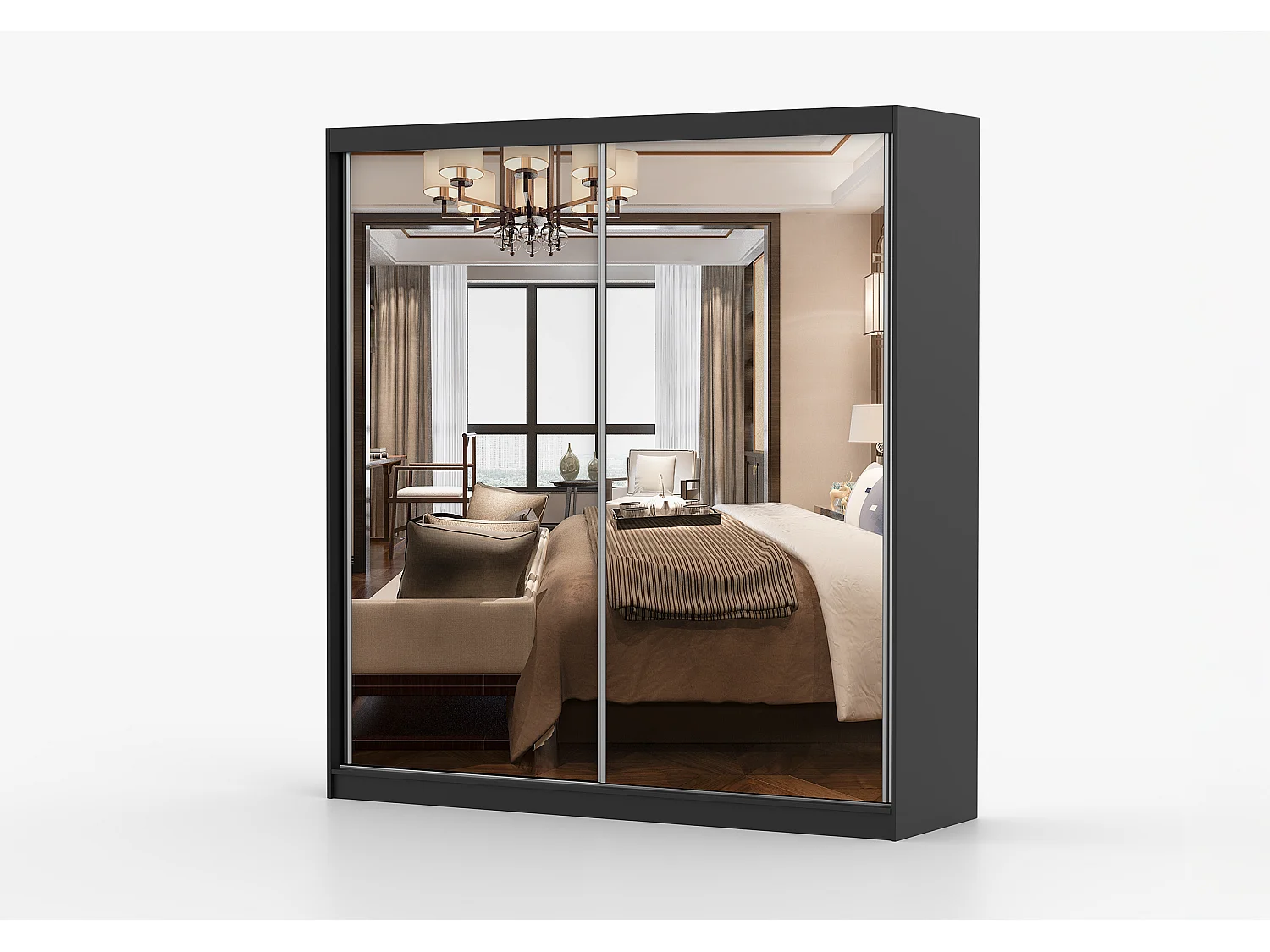 Armoire Solènea 203 cm avec miroir - Noir
