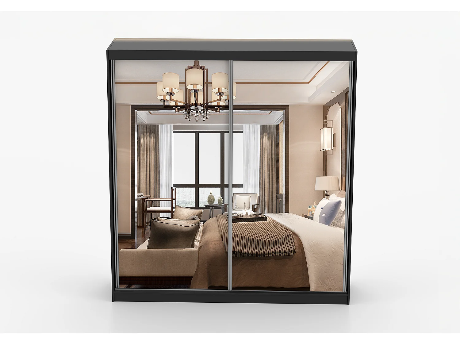 Armoire Solènea 203 cm avec miroir - Noir