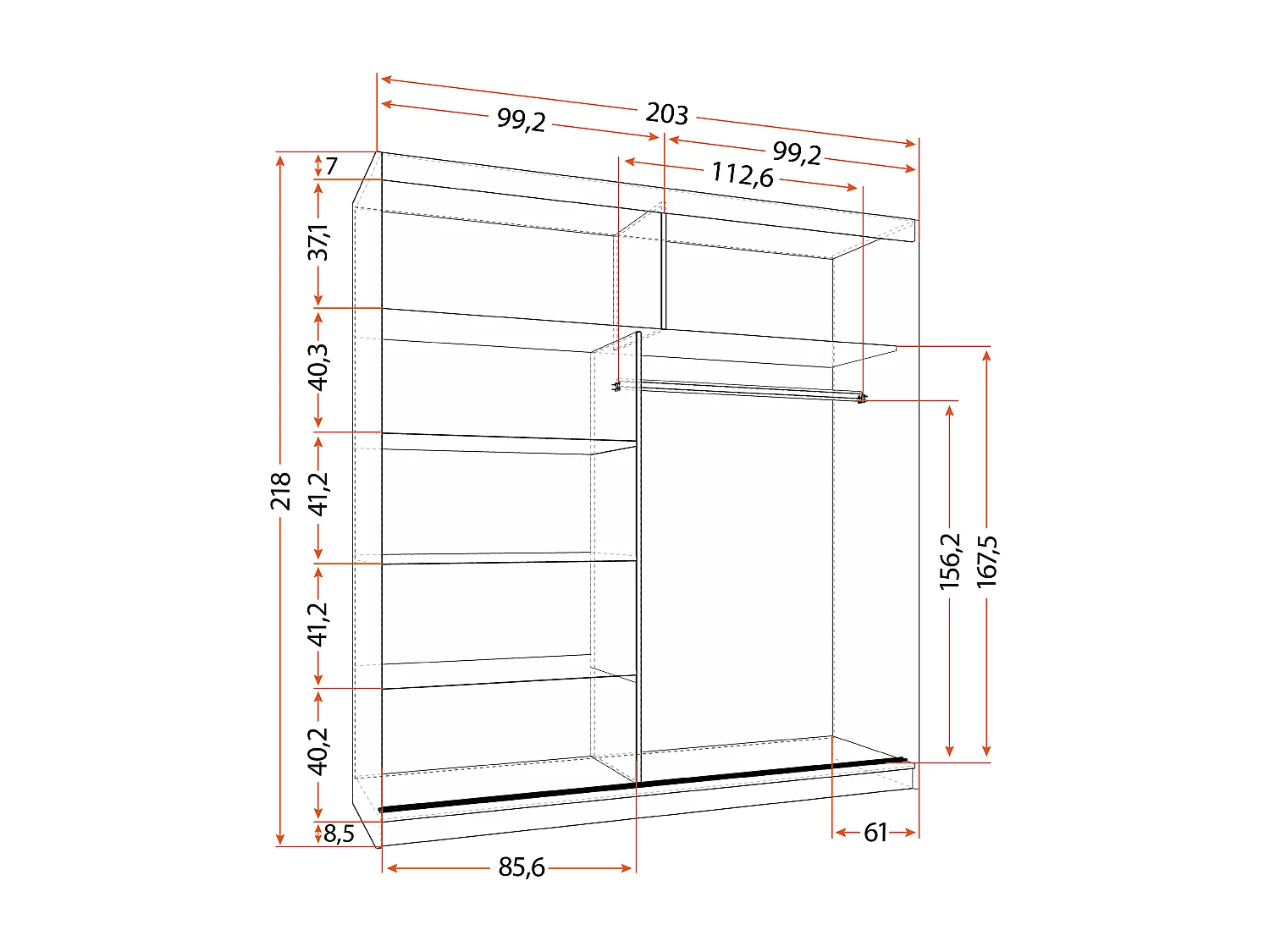 Armoire Solènea 203 cm avec miroir - Noir
