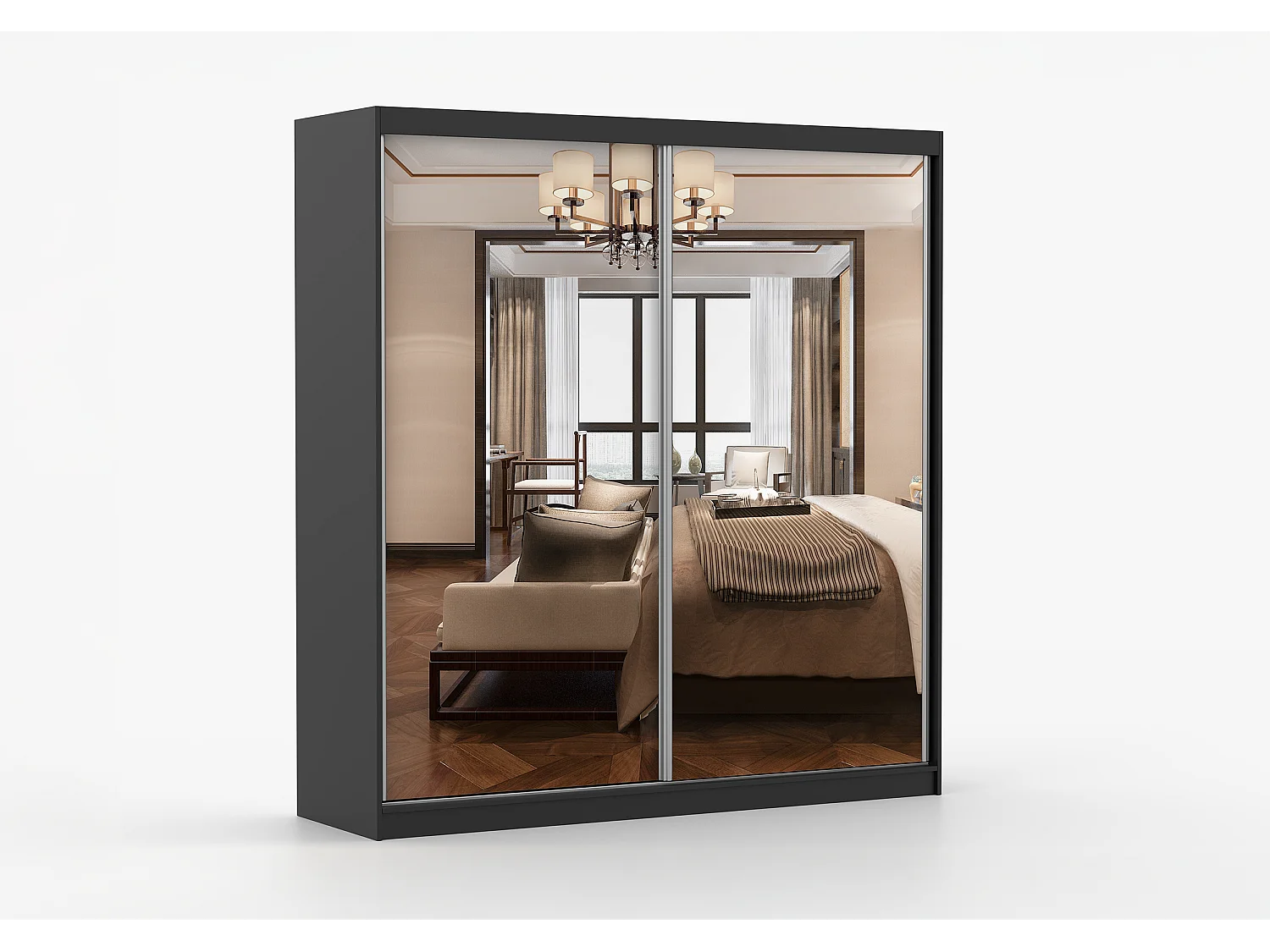 Armoire Solènea 203 cm avec miroir - Noir