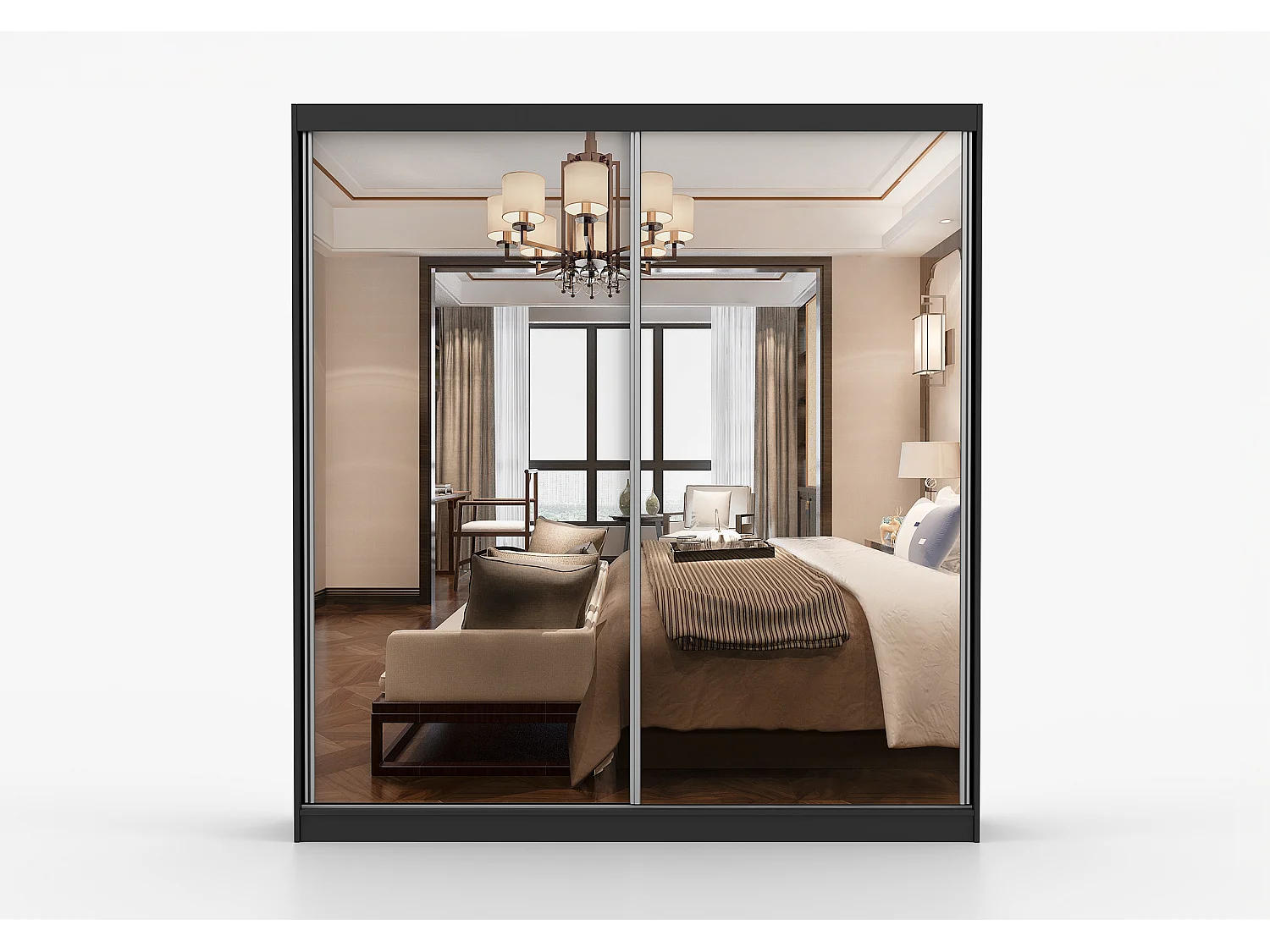 Armoire Solènea 203 cm avec miroir - Noir