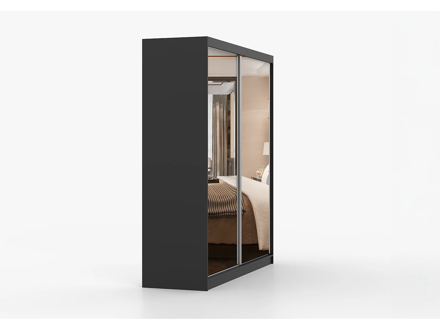 Armoire Solènea 203 cm avec miroir - Noir