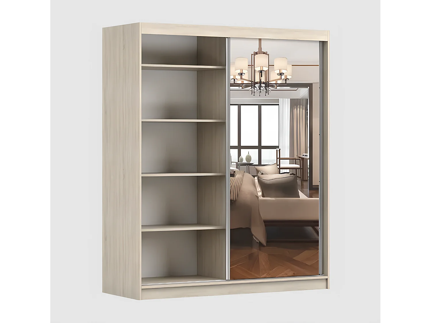 Armoire Solènea 203 cm avec miroir - Noir